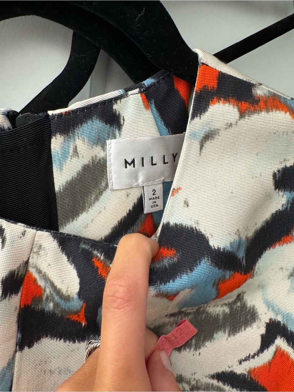Milly Abstract Brushstroke Sleeveless Top in White, Black, Blue & Orange